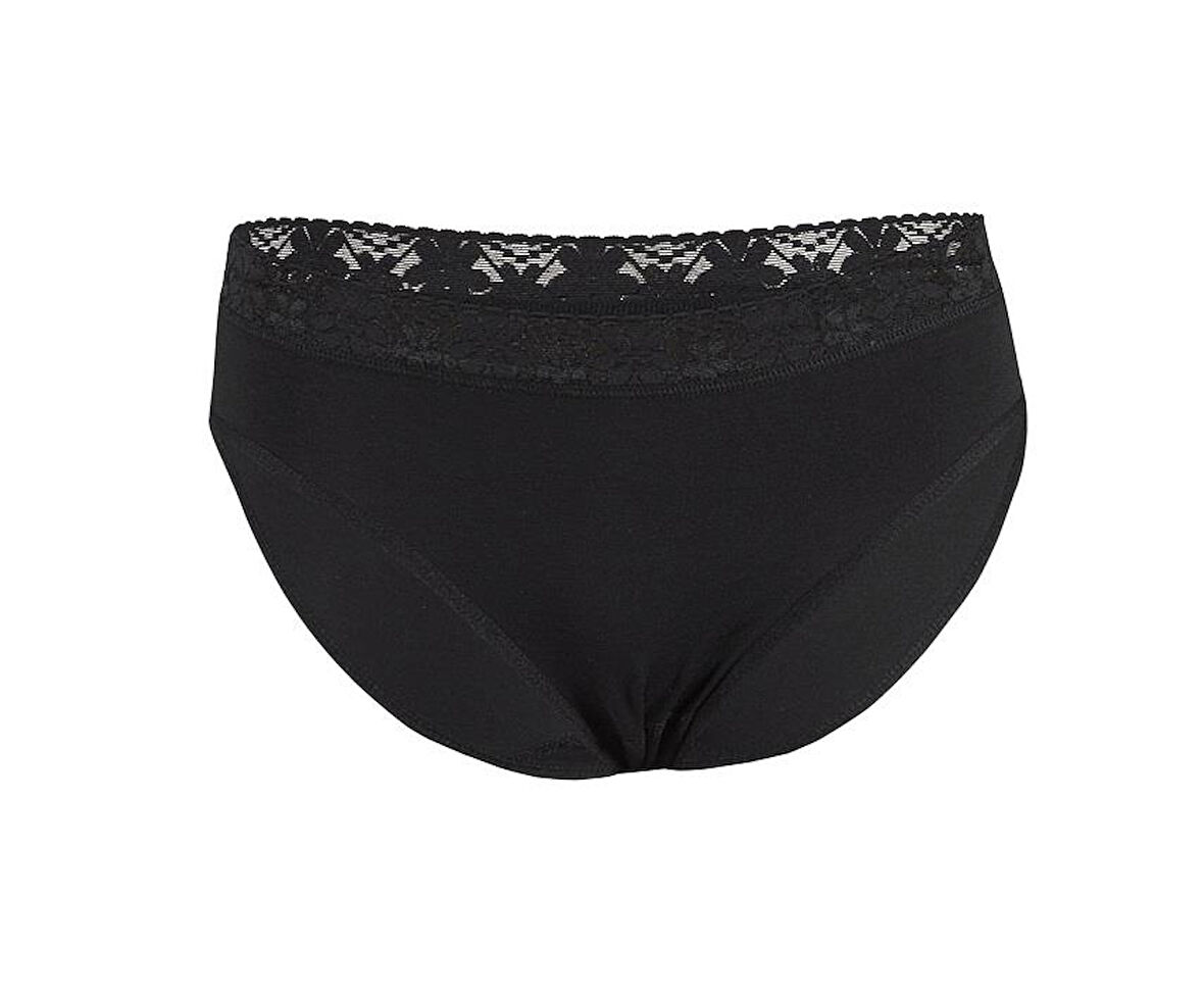 6 Adet Yıldız Kadın Likralı Dantelli Bikini Külot Siyah 3528