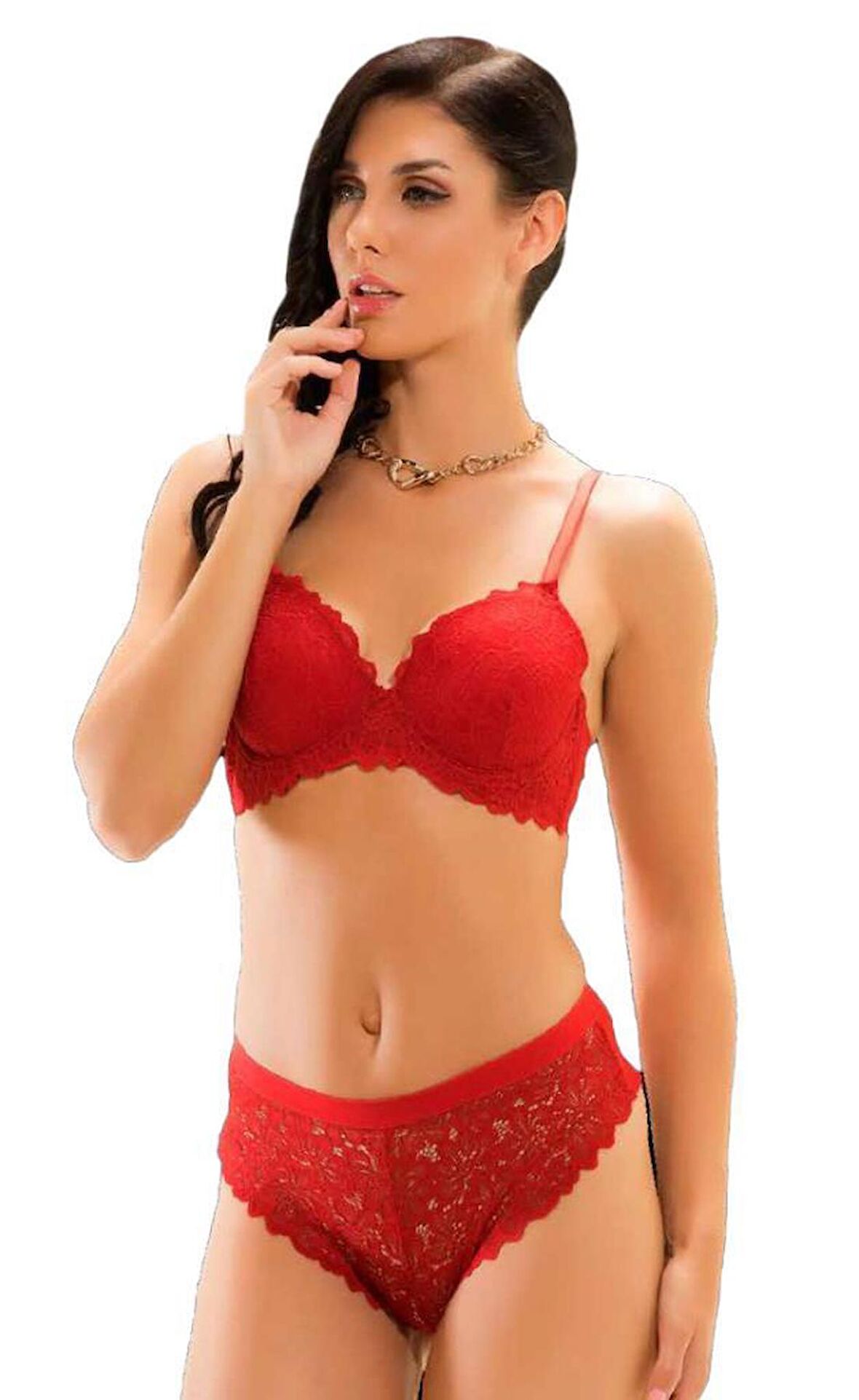 Şahinler 12400 İçi Boş Kadın Dantel Desteksiz Sütyen Külot Takım 