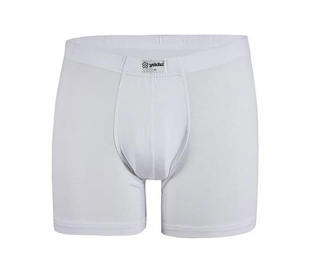 6 Adet Yıldız Erkek Bambu Likralı Boxer Short Beyaz 320