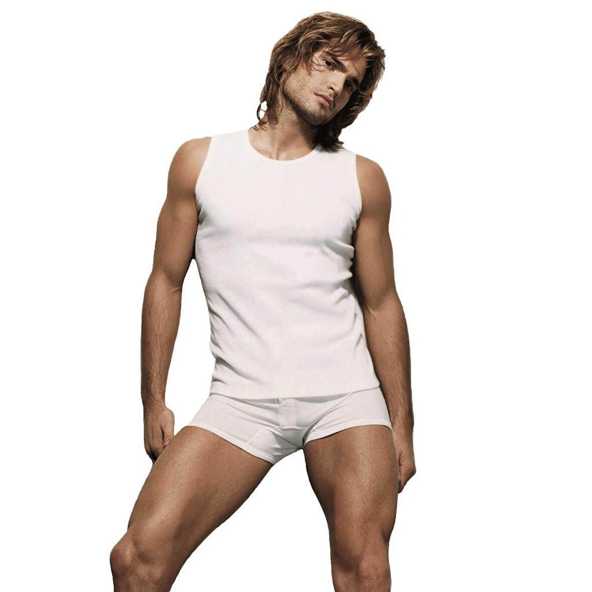 6 Adet Çift Kaplan Erkek Ribana Kolsuz Spor Atlet Beyaz 920