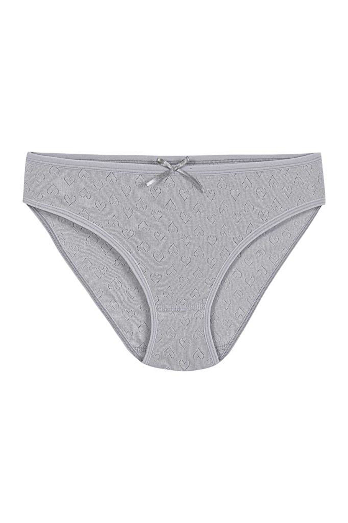 6 Adet Yıldız Bayan Ribana Kalpli Bikini Külot Gri 3574