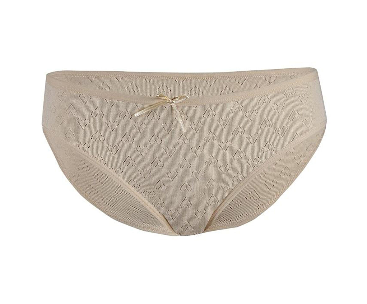 6 Adet Yıldız Bayan Kalpli Ribana Bikini Külot Slip Ten 3576
