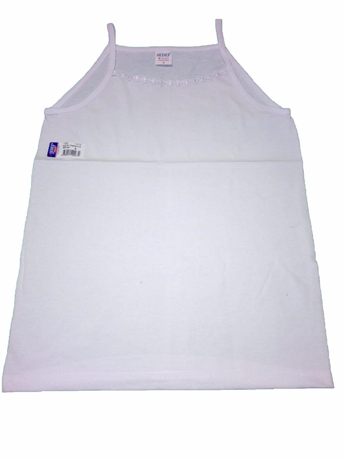 Sedef Yıldızı Kız Çocuk İp Askılı Atlet Beyaz