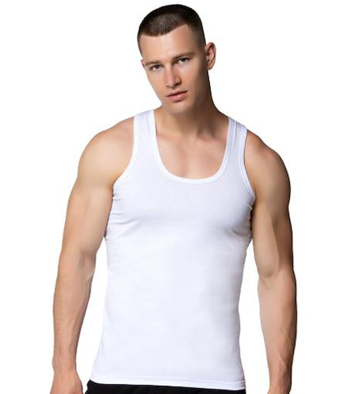 12 li Paket Cihan Yıldız Erkek Penye Atlet Beyaz