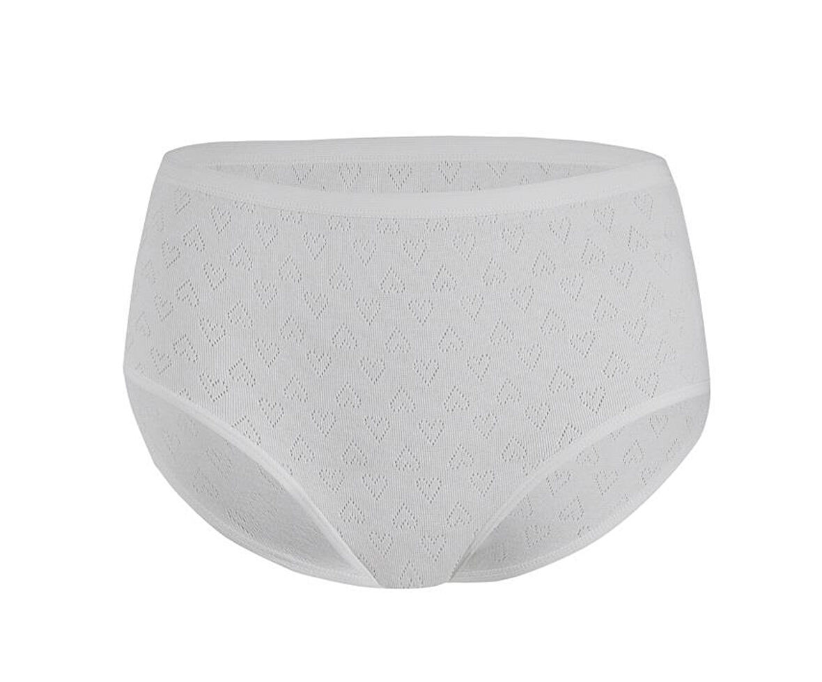 6 Adet Yıldız Kadın Kalpli Ribana Biyeli Bato Külot Ekru 3592