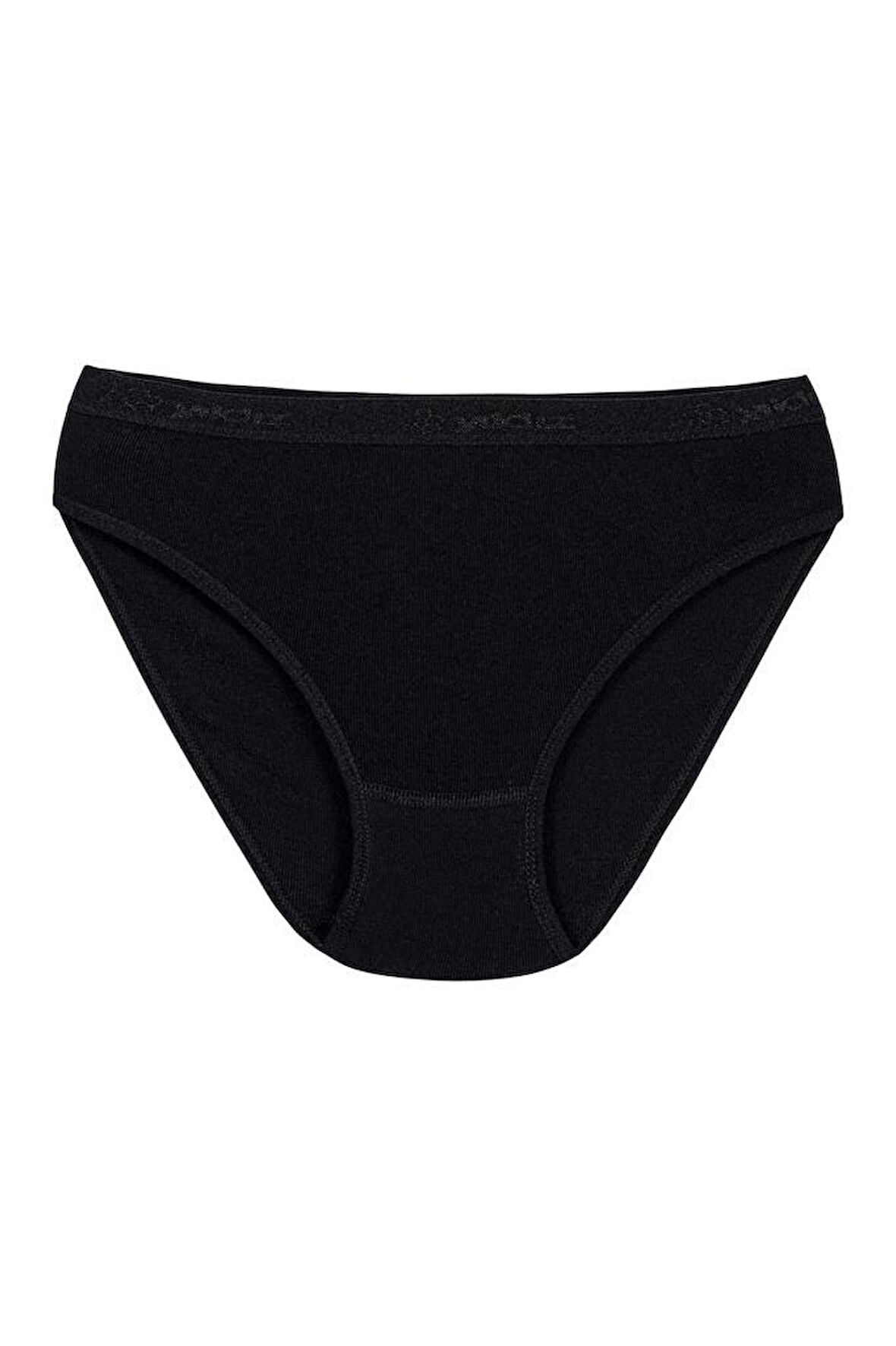 6 Adet Yıldız Kadın Ribana Bikini Külot Siyah 3710