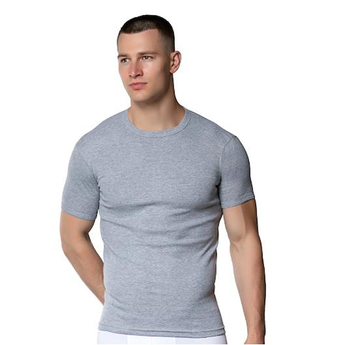 6 Adet Gümüş Erkek Sıfır Yaka Kısa Kollu Atlet Fanila 4050