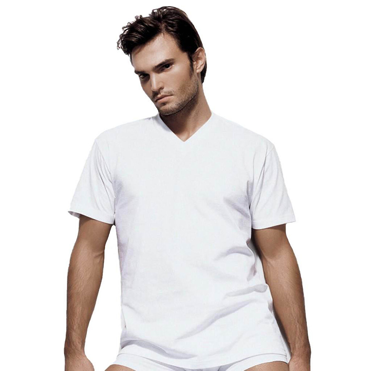Çift Kaplan Erkek Süprem V Yaka Fanila Atlet Tişört Beyaz 945