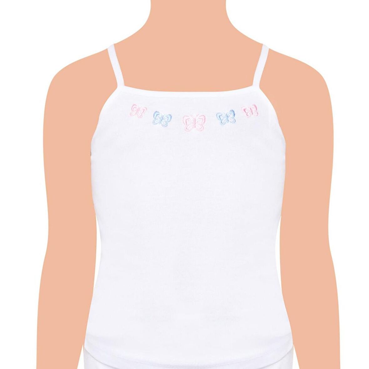 6 lı Paket Tutku Kız Çocuk İp Askılı Atlet Beyaz % 100 Pamuk