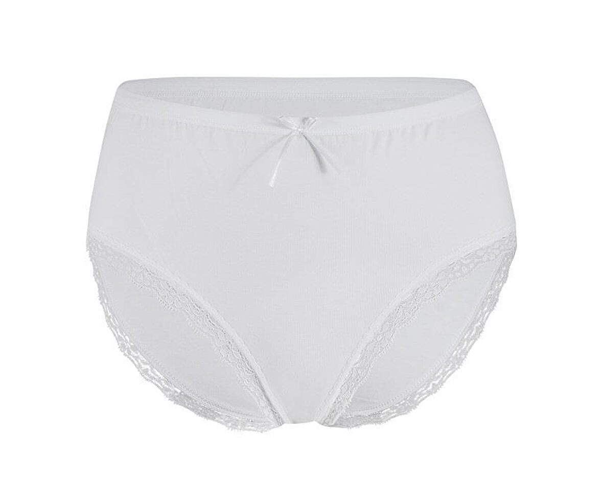 6 Adet Yıldız Kadın Likralı Dantelli Yüksek Bel Külot Beyaz 3750