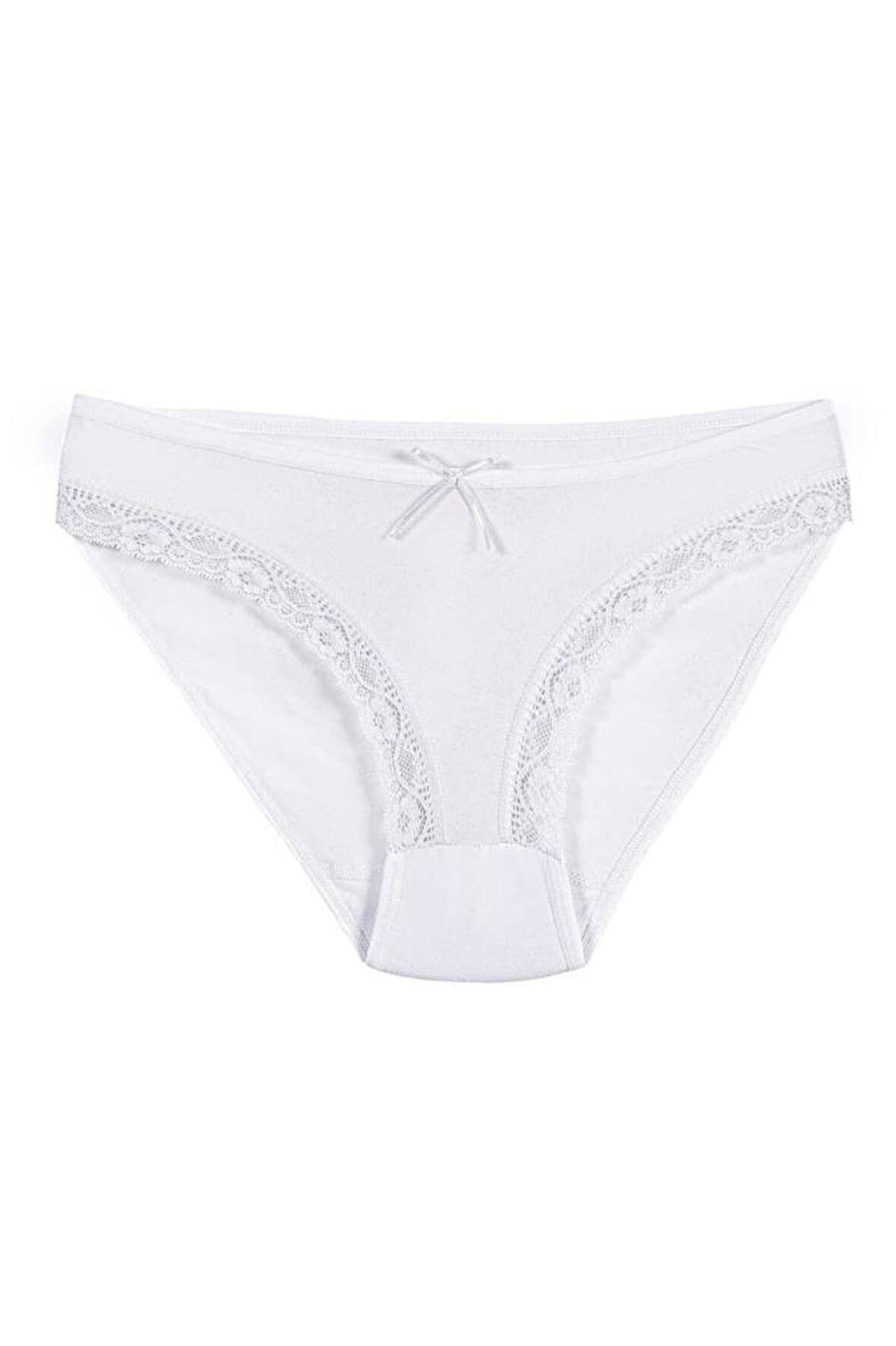 6 Adet Yıldız Kadın Likralı Dantelli Bato Külot Beyaz 3770