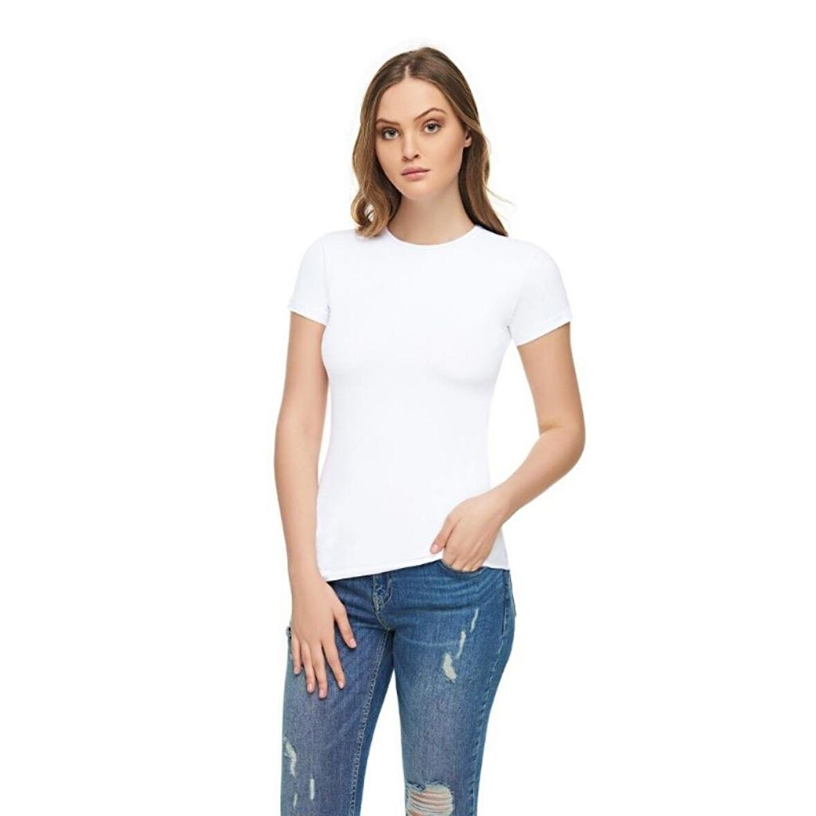 6 Adet Tutku Elit Kadın Kısa Kollu Sıfır Yaka Likralı Atlet 2202