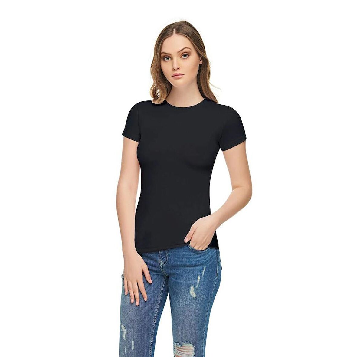 6 Adet Tutku Elit Kadın Kısa Kollu Sıfır Yaka Likralı Atlet 2202