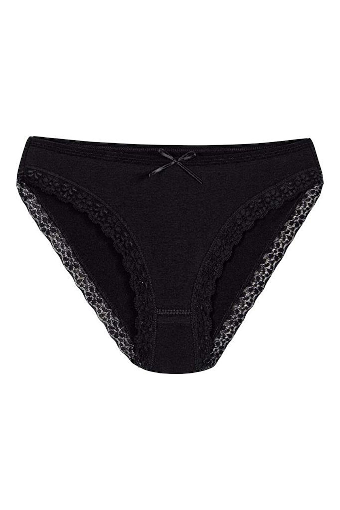 6 Adet Yıldız Bayan Likralı Dantelli Bikini Külot Siyah 3791
