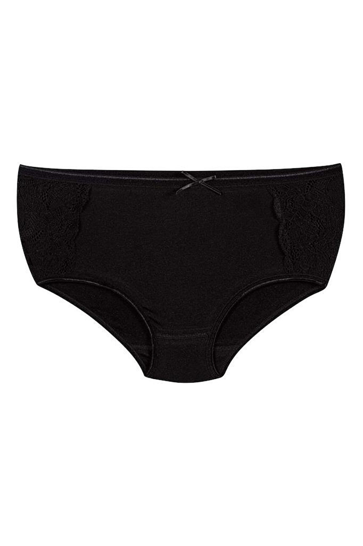 6 Adet Yıldız Kadın Likralı Dantelli Bato Külot Siyah 3796