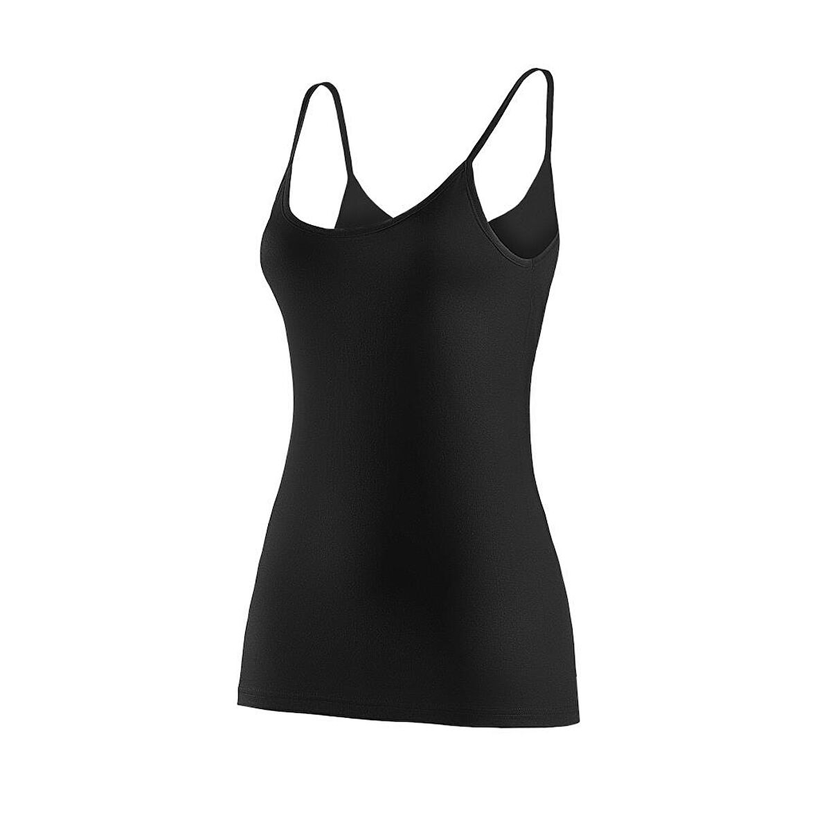 3 Adet Yıldız Kadın Modal Süper İnce İp Askılı Atlet Siyah 2246