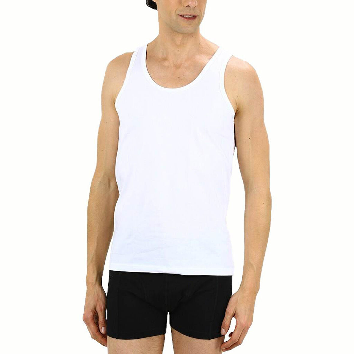 Çift Kaplan Erkek Elastanlı Atlet Beyaz 917
