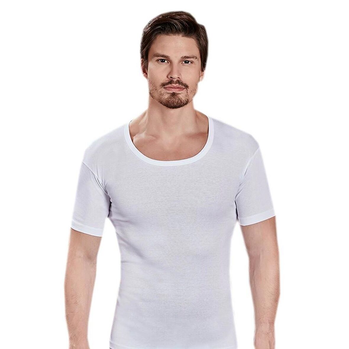 6 lı Paket Berrak Erkek Kısakol Bisiklet Yaka Fanila 1002 Beyaz