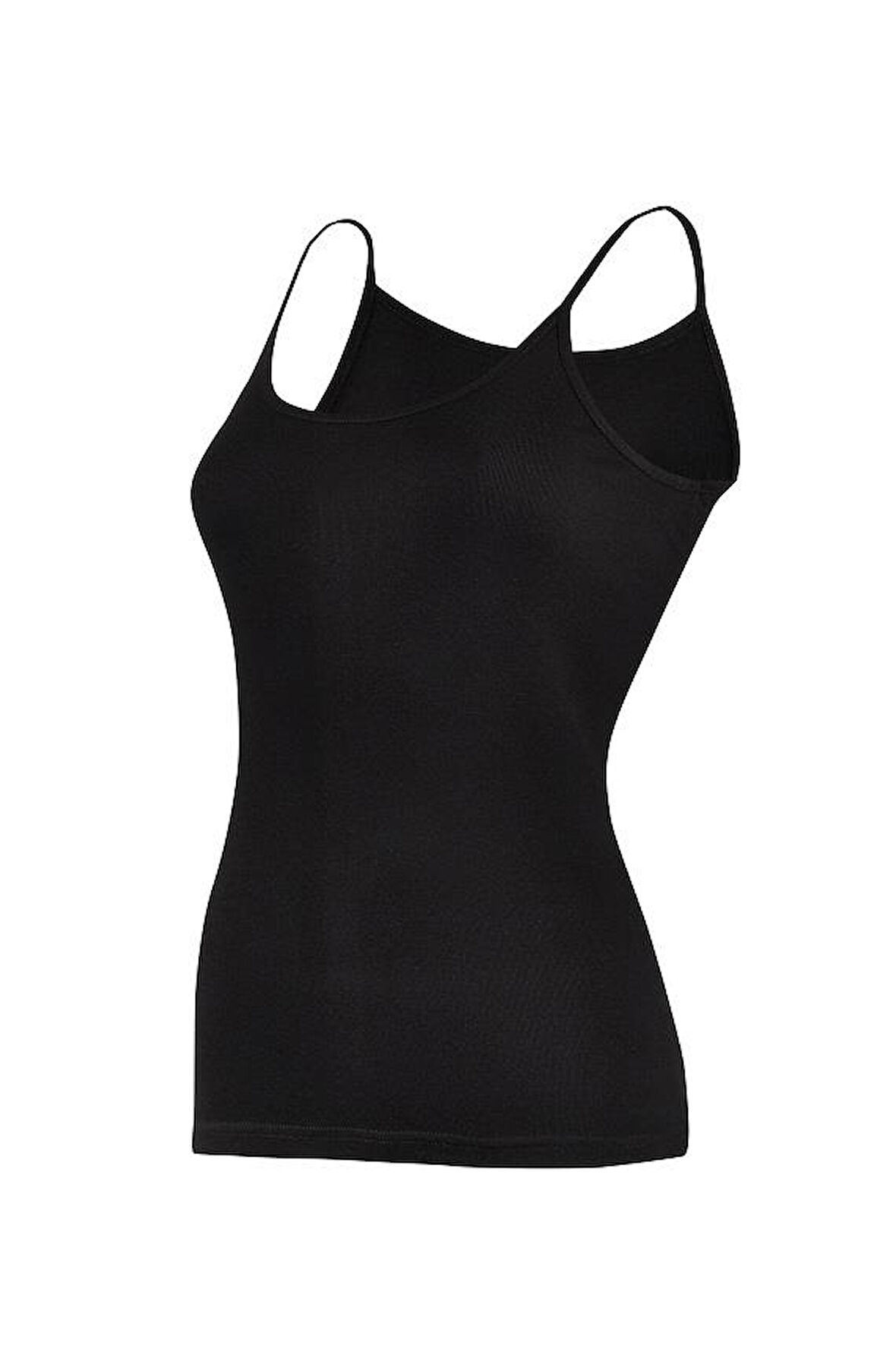 3 Adet Yıldız Kadın Ribana Biyeli İp Askılı Atlet Siyah 2047