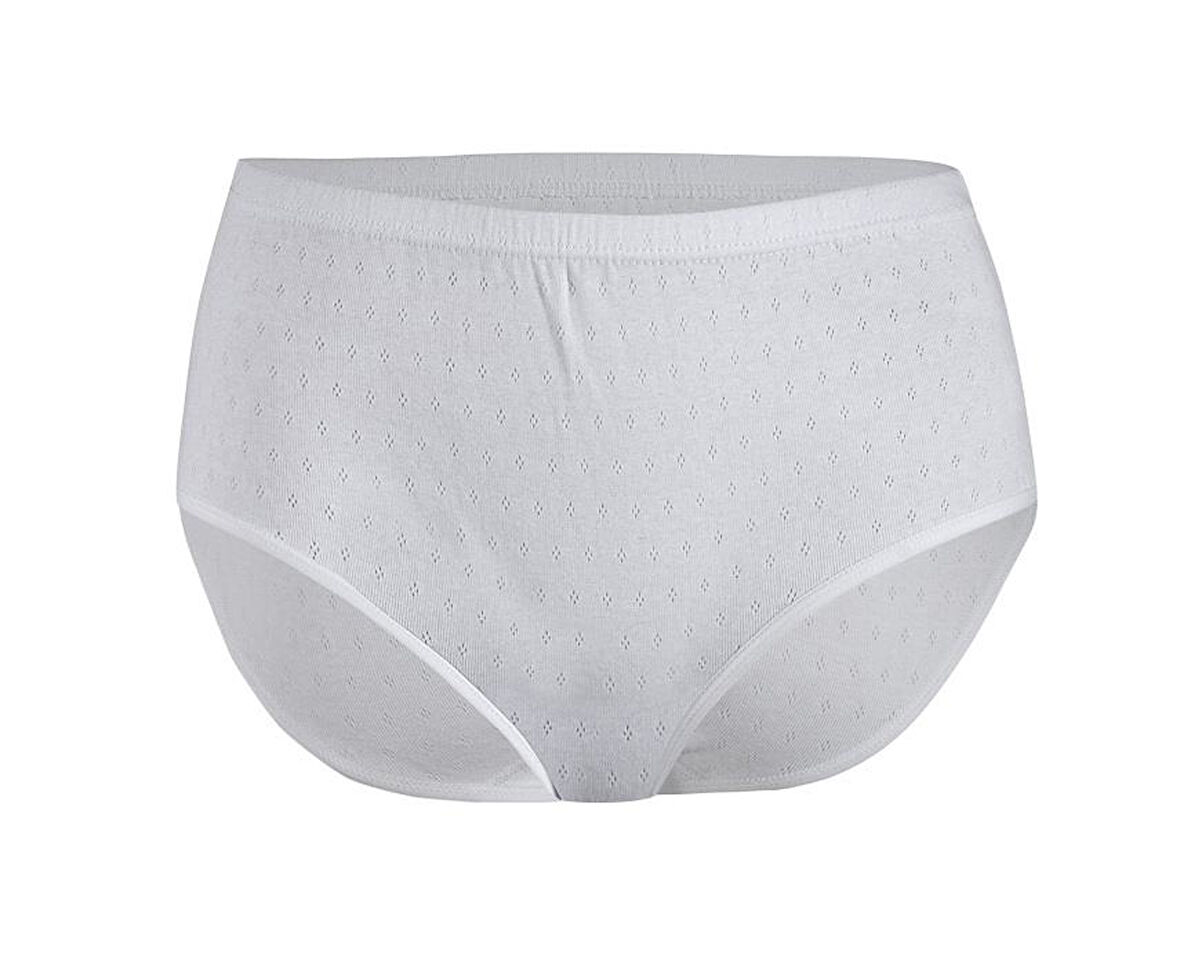 6 Adet Yıldız Kadın Ribana Desenli Yüksek Bel Külot Beyaz 3905