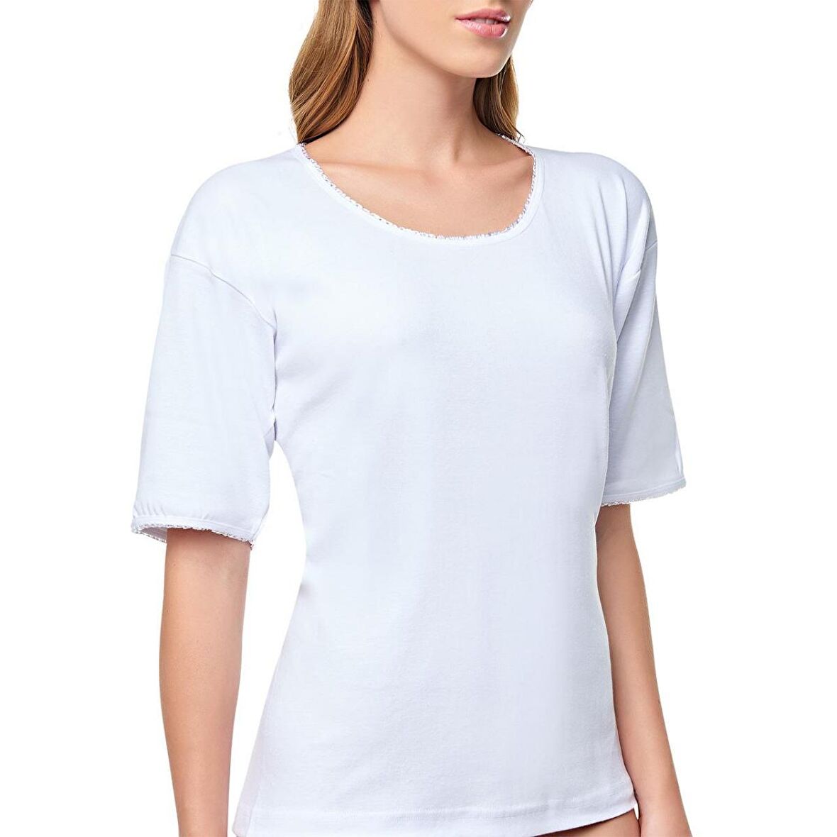 3 Adet Tutku Kadın Kaşkorse Kısa Kollu Fanila Atlet Beyaz