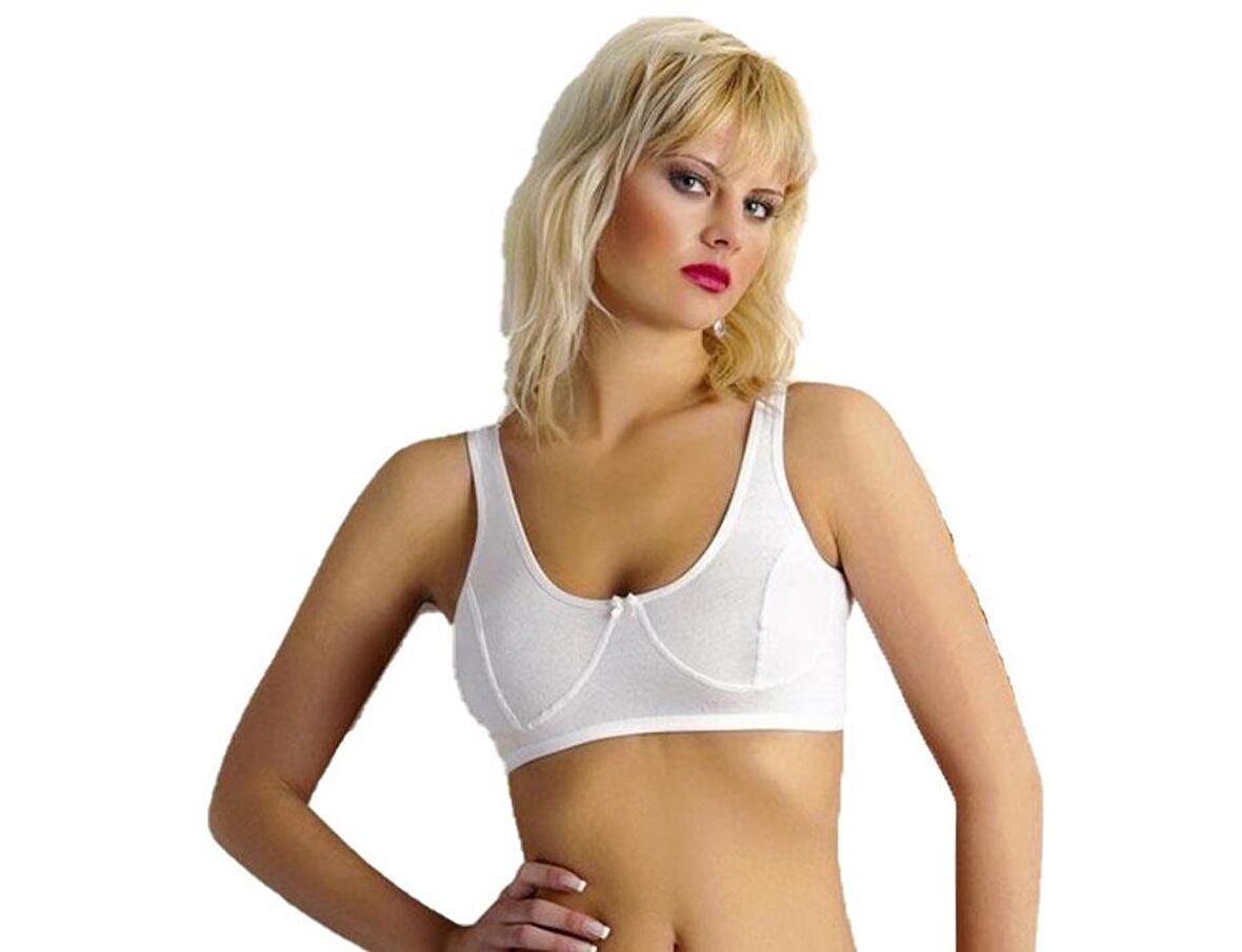 6 Adet Anıt Kadın Ribana Yarım Atlet Body Sütyen Beyaz 2116
