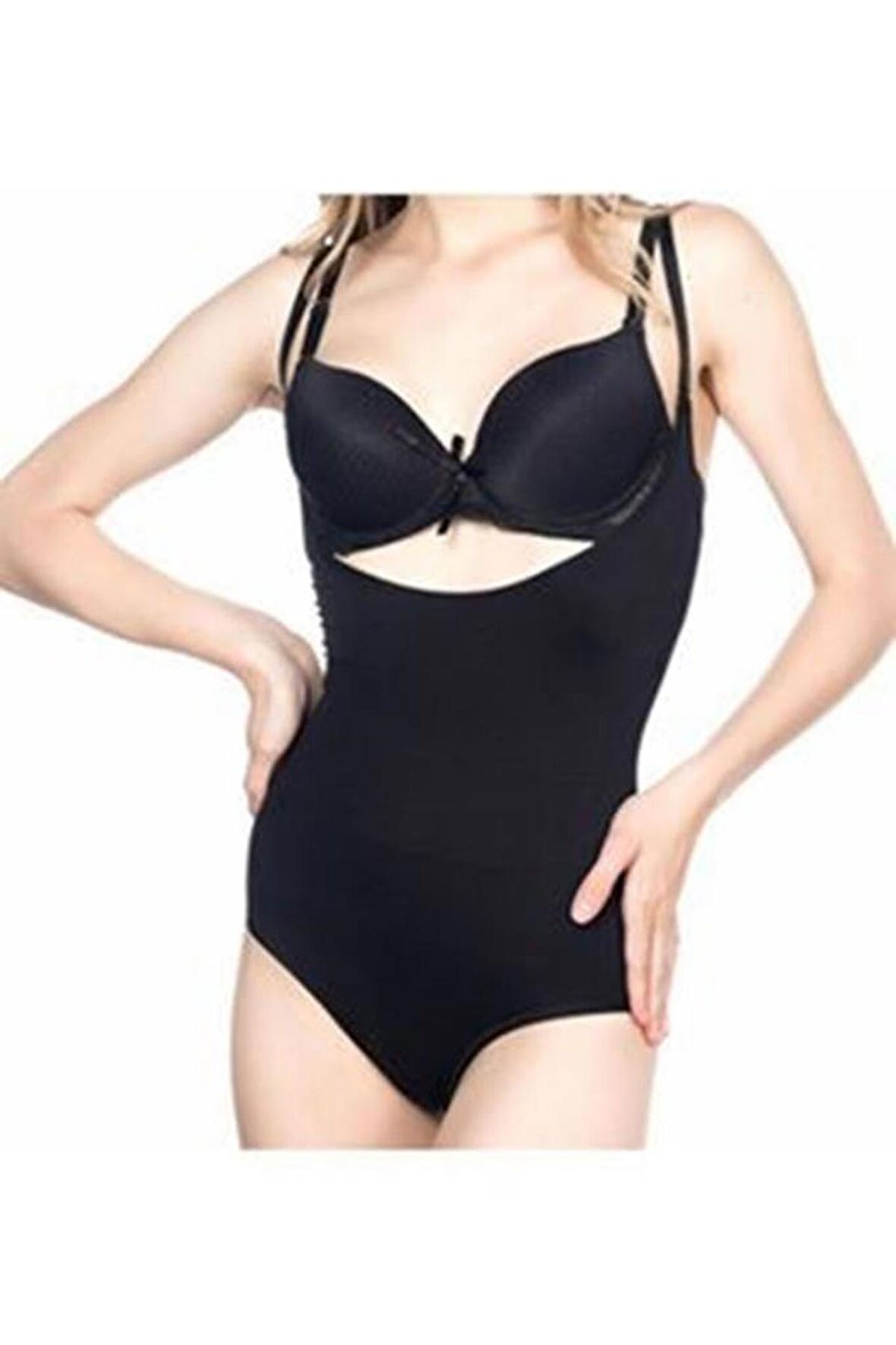 Sistina Kadın Siyah Dikişsiz Göğüs Altı Kancalı Body Korse 756
