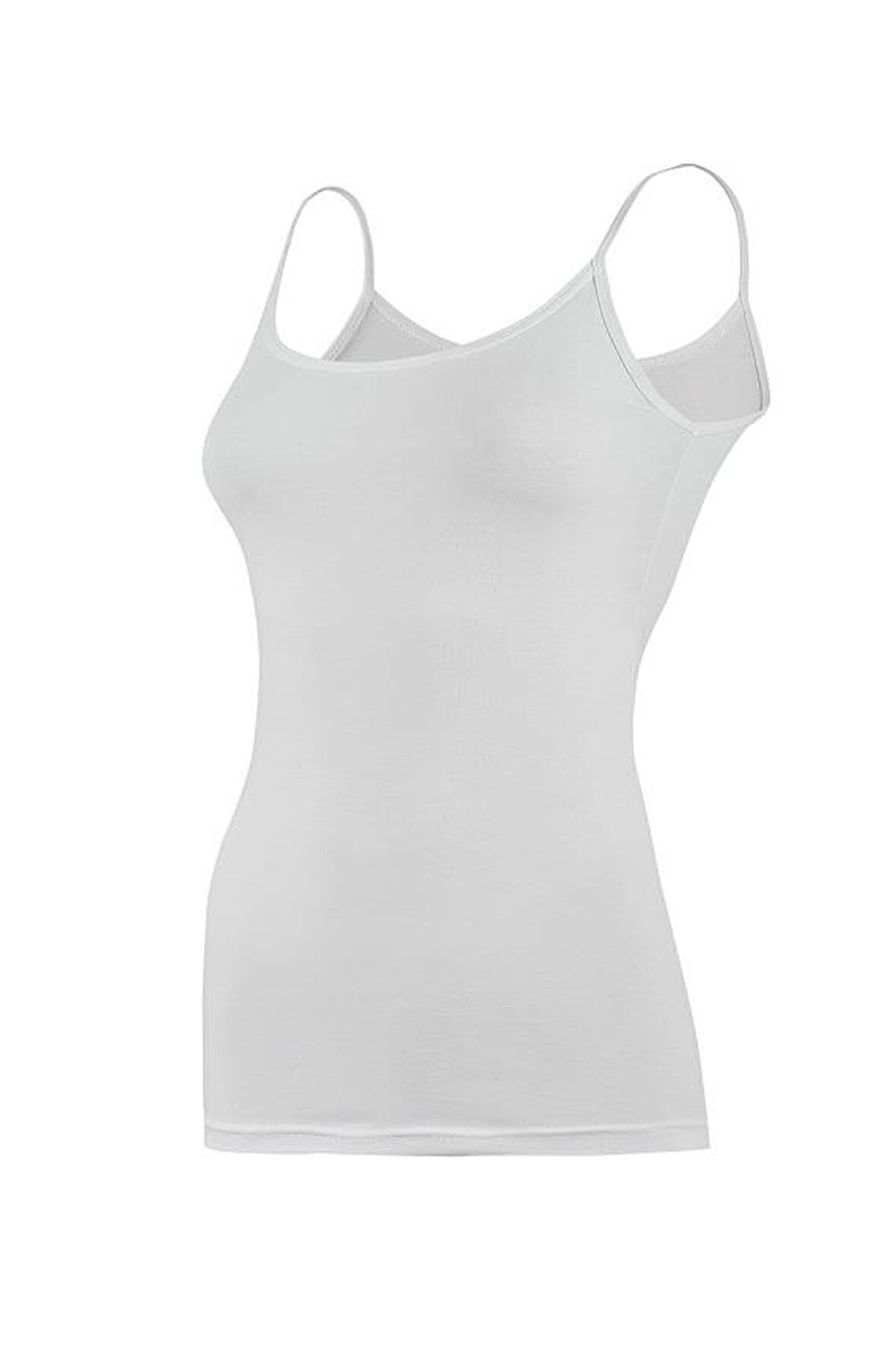 3 Adet Yıldız Kadın Likralı Biyeli İp Askılı Atlet Beyaz 2170