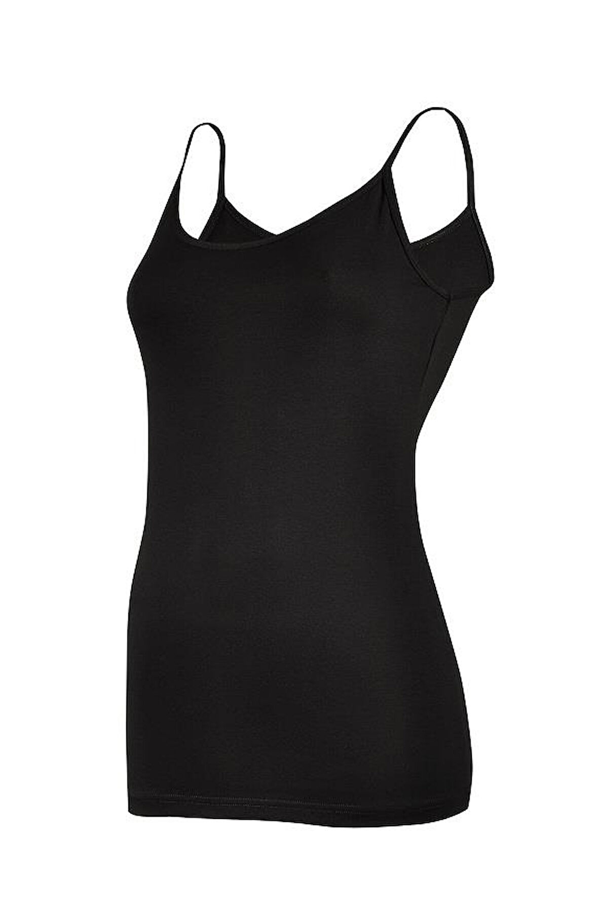 3 Adet Yıldız Kadın Likralı Biyeli İp Askılı Atlet Siyah 2171