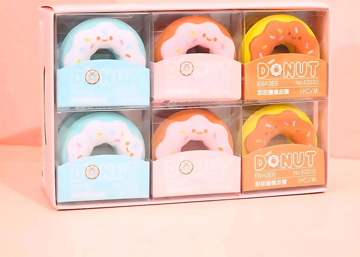 donat silgi kutulu renk seçenekli okul öncesi hediyelik silgiler 1adet