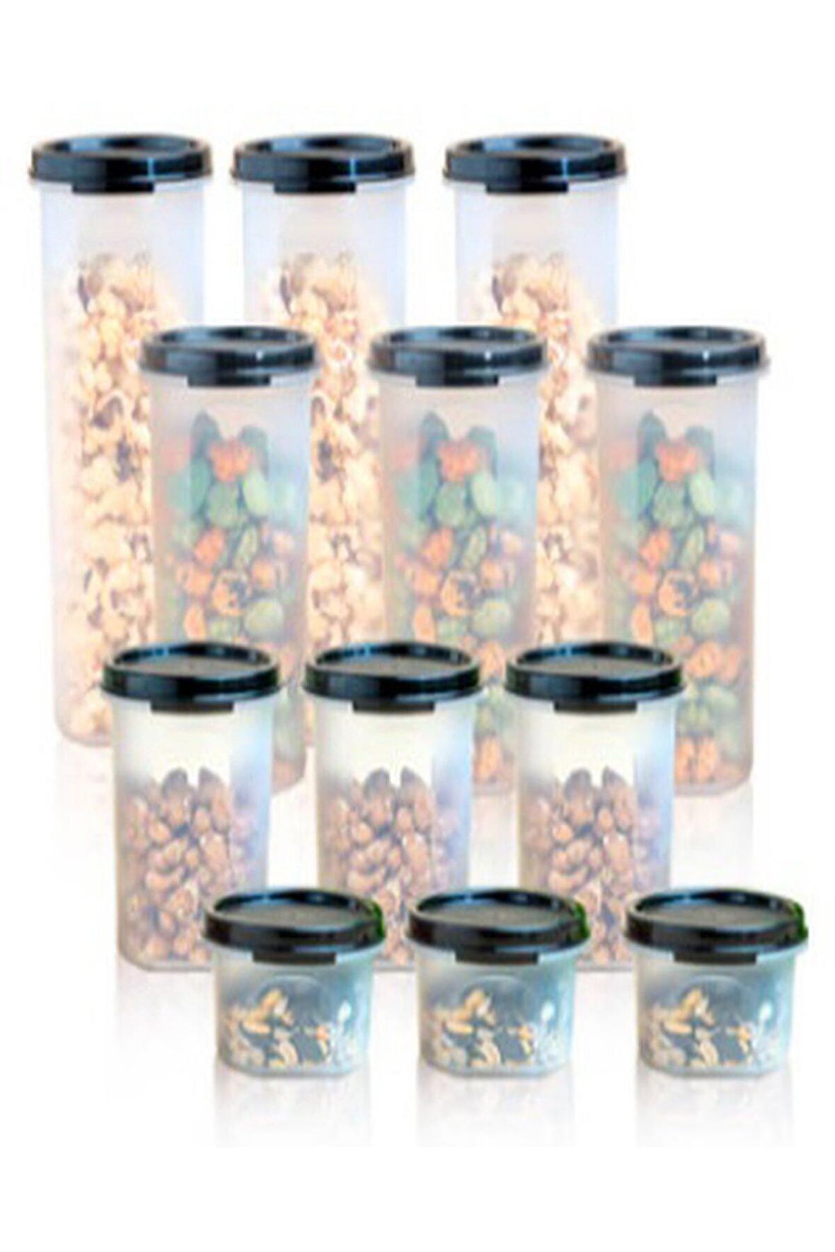 Tupperware Oval Yuvarlak Siyah 12 Li Set Esc