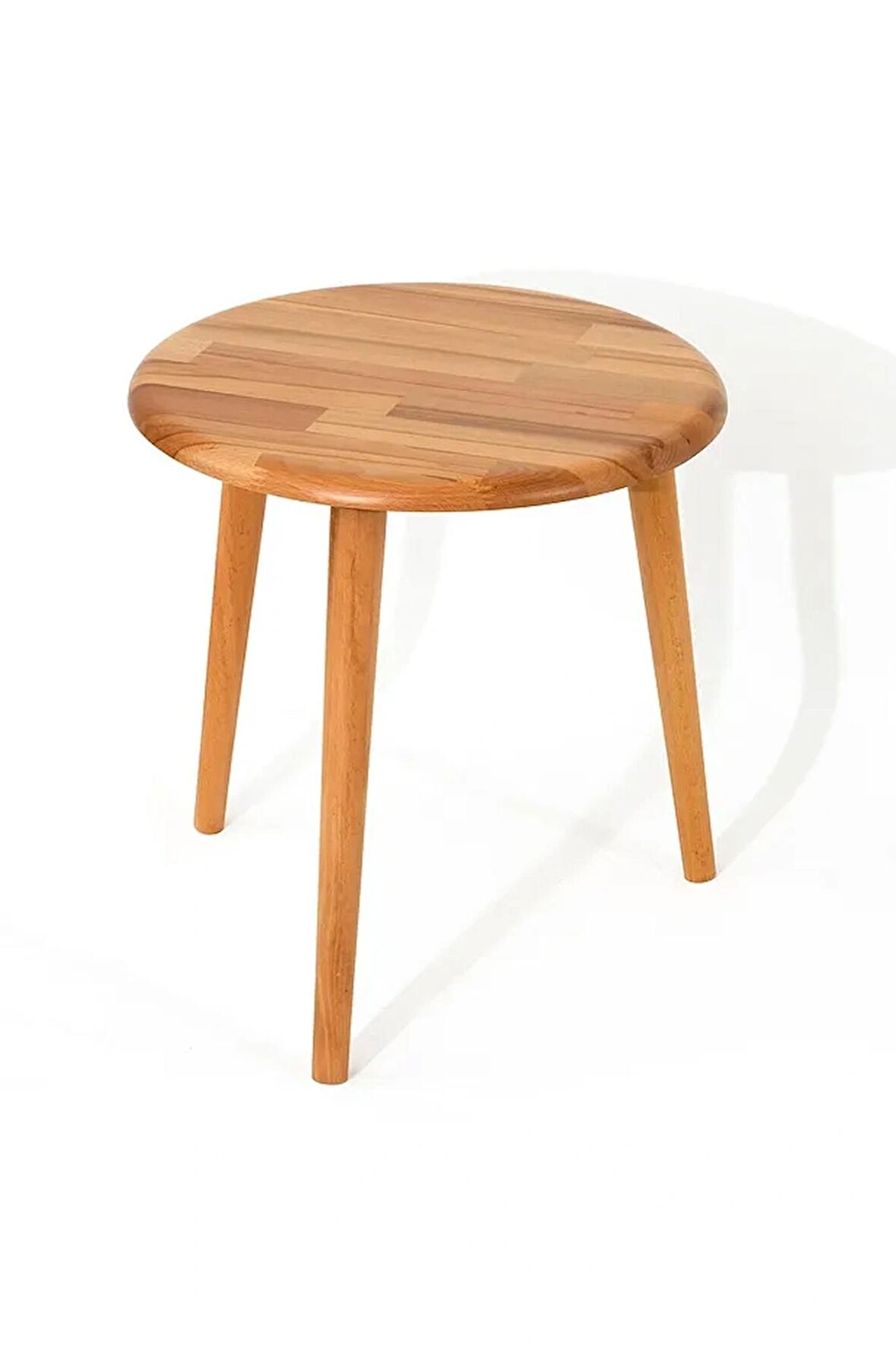 Fawdecor Yuvarlak Masif Doğal Tekli, 2'li, 3'lü Zigon Sehpa Set, Modern Masif Yan Sehpa Tekli