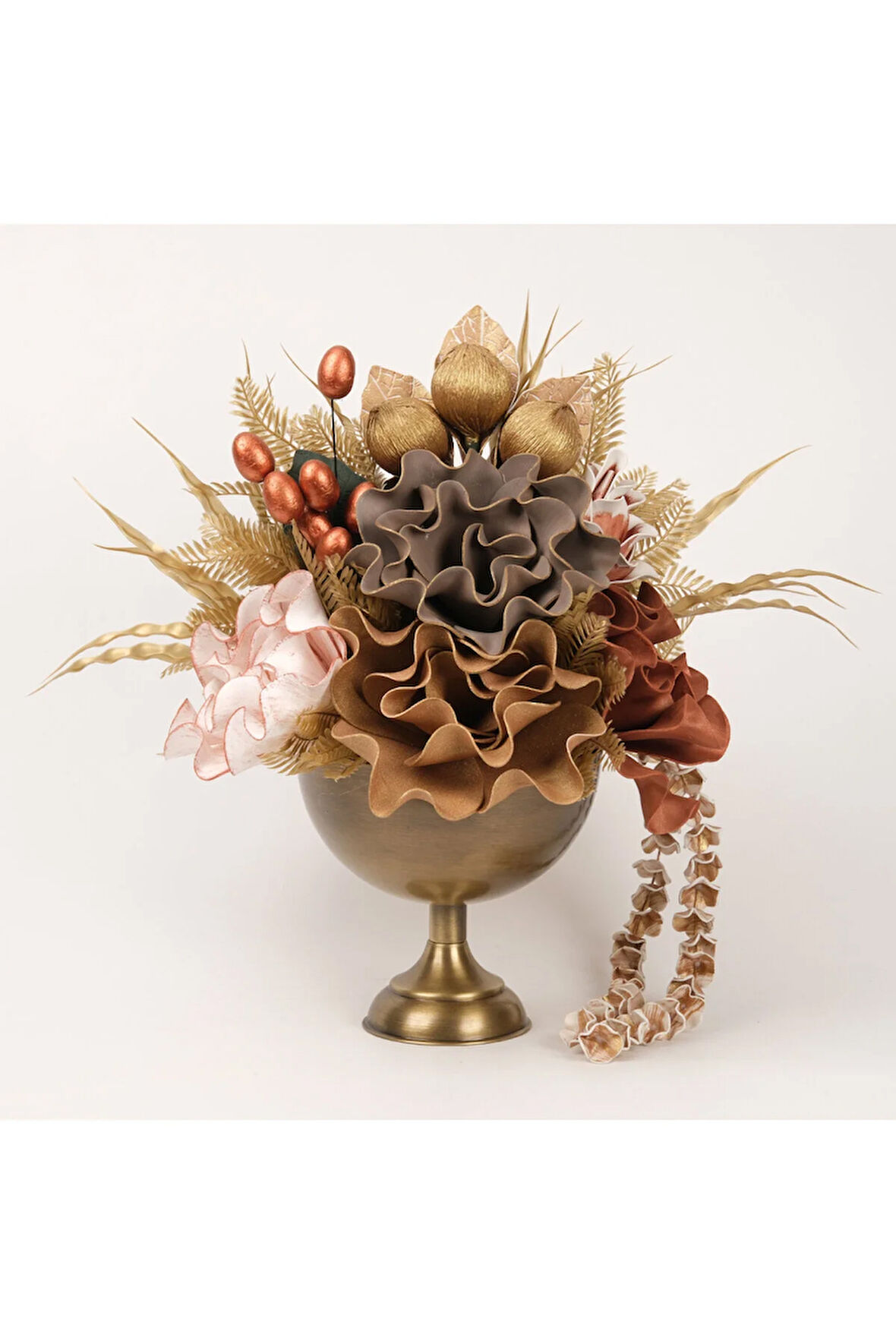 Yapay Çiçekli Antik Yuvarlak Vazo No:7