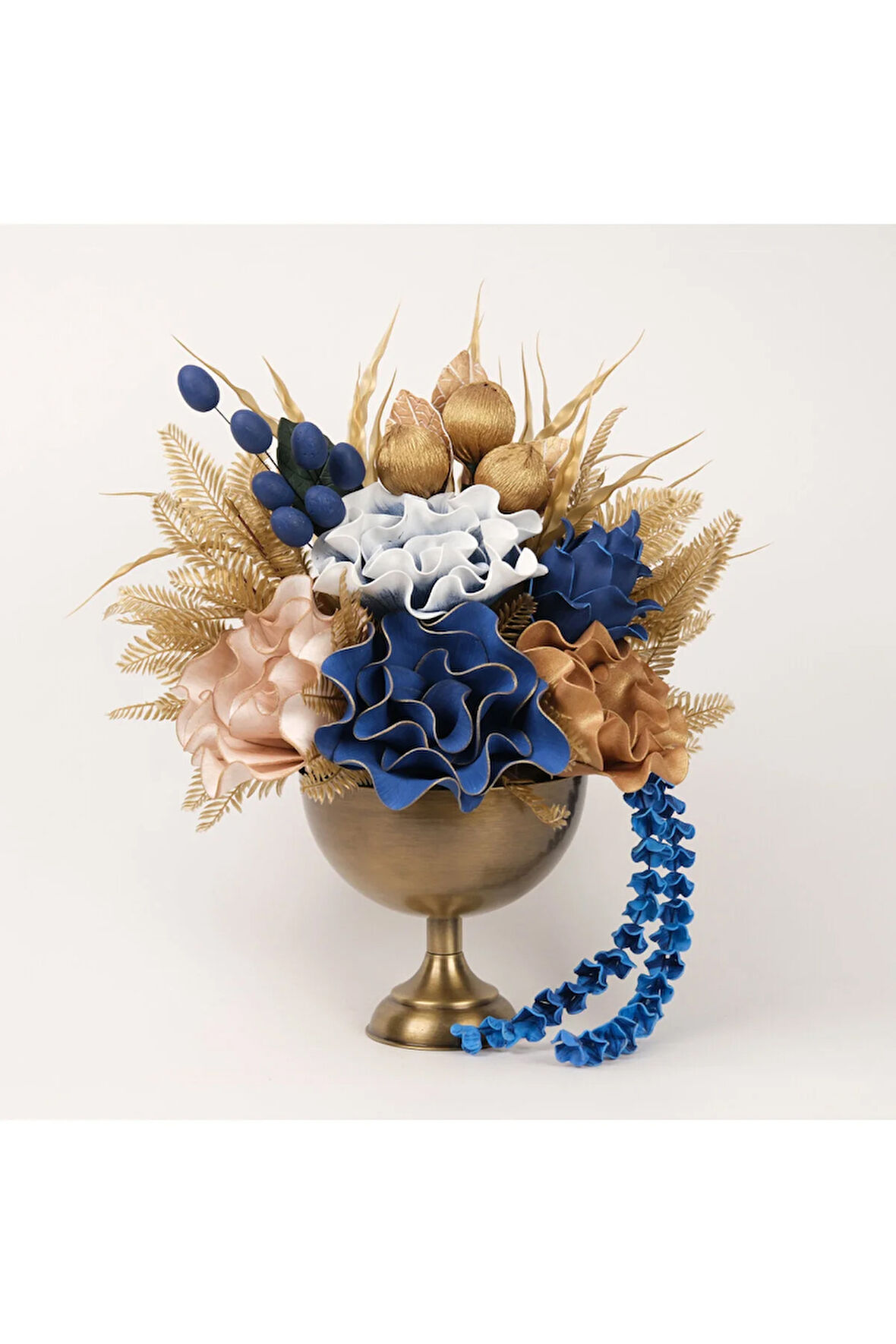 Yapay Çiçekli Antik Yuvarlak Vazo No:11