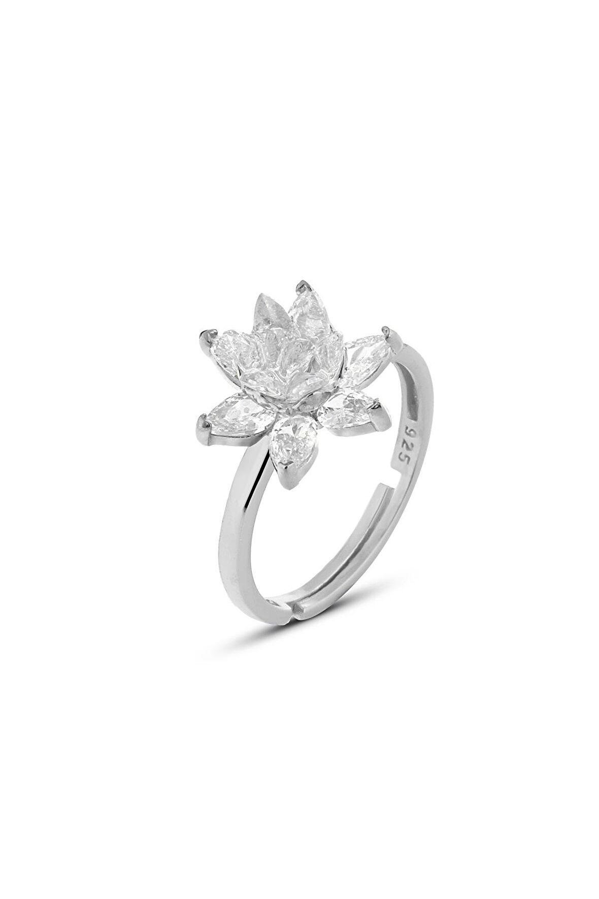 925 ayar Gümüş Lotus Nilüfer Çiçeği Ayarlanabilir yüzük