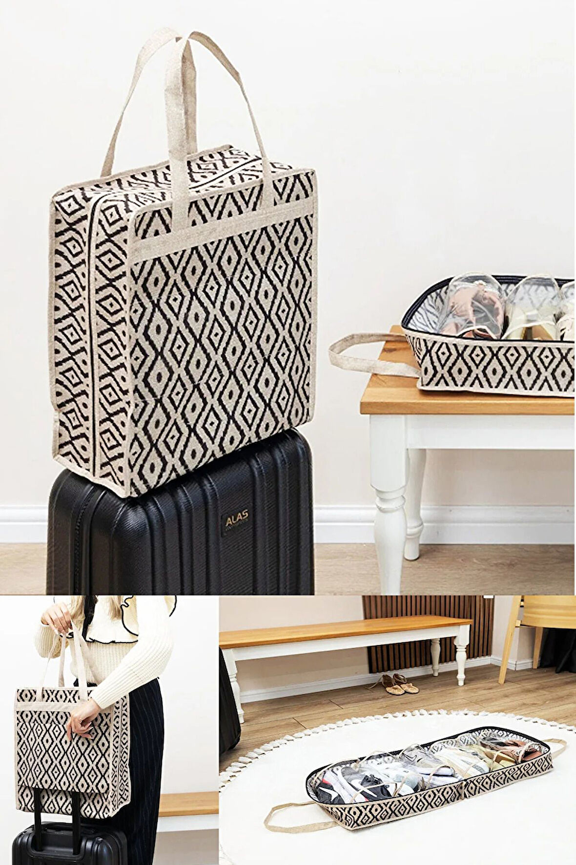 Tois Baby 6 Bölmeli Desenli Ayakkabı Hurcu Seyahat Tipi Valiz Üstü Hurç (35x22x40)