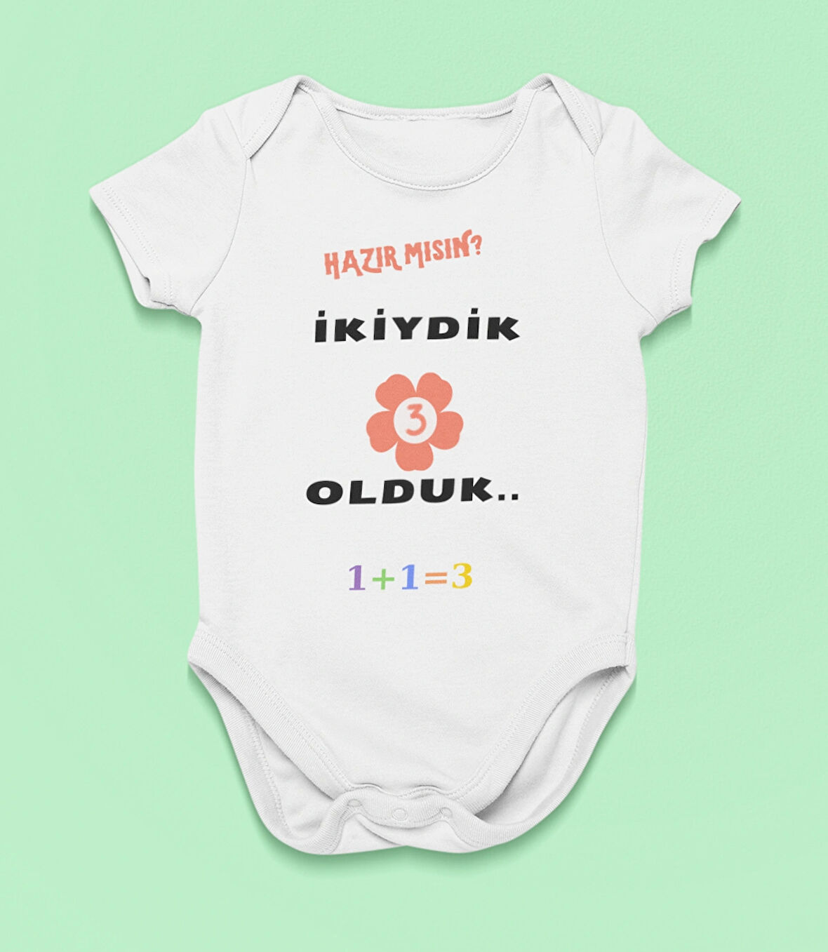 İkiydik 3 Olduk 2 Yazılı Hediyelik Baskılı Kız Bebek Giyim Body Zıbın