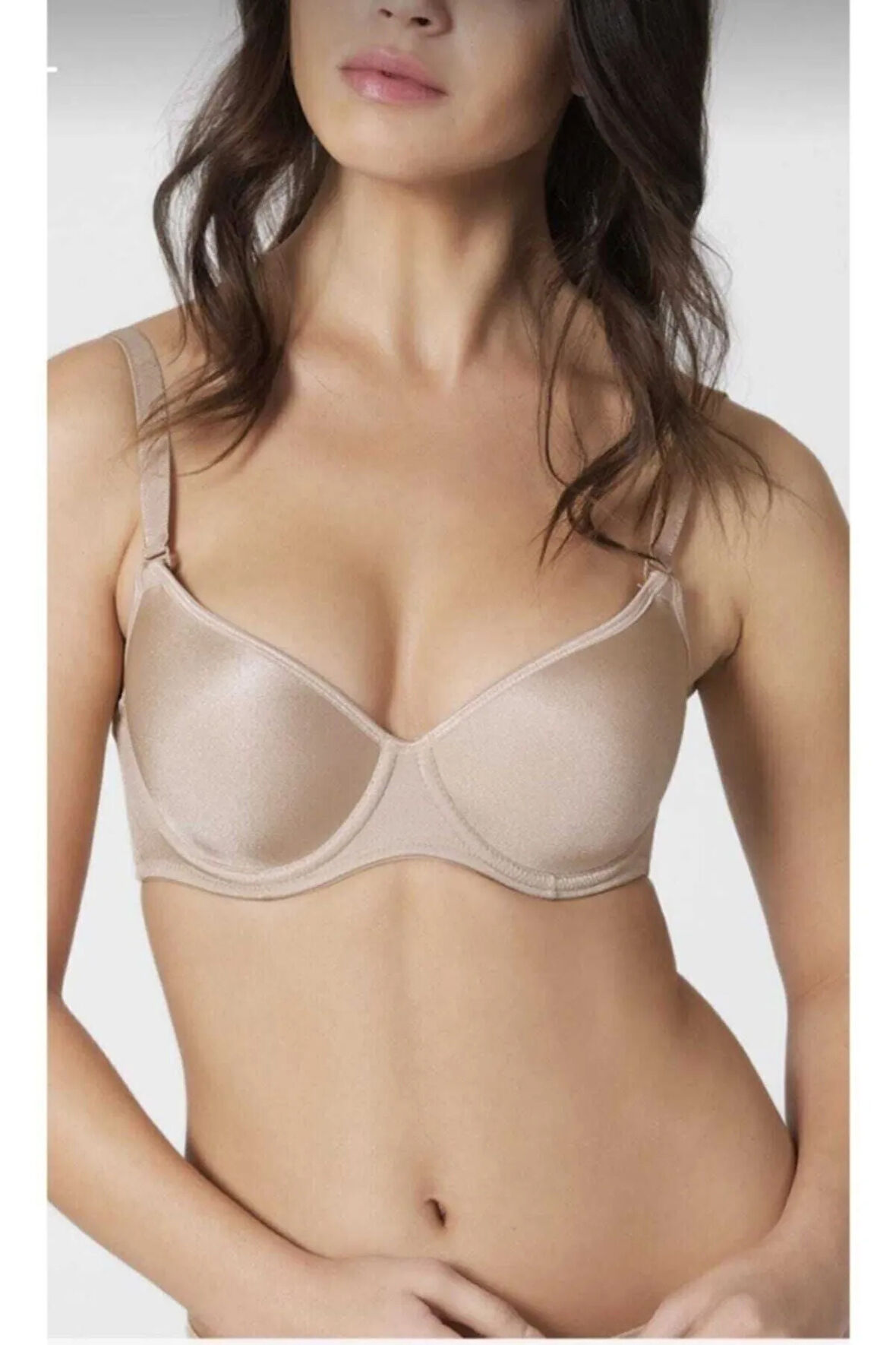 Kadın Ten C Cup Büyük Beden Balenli Dolgusuz Sütyen Lo01