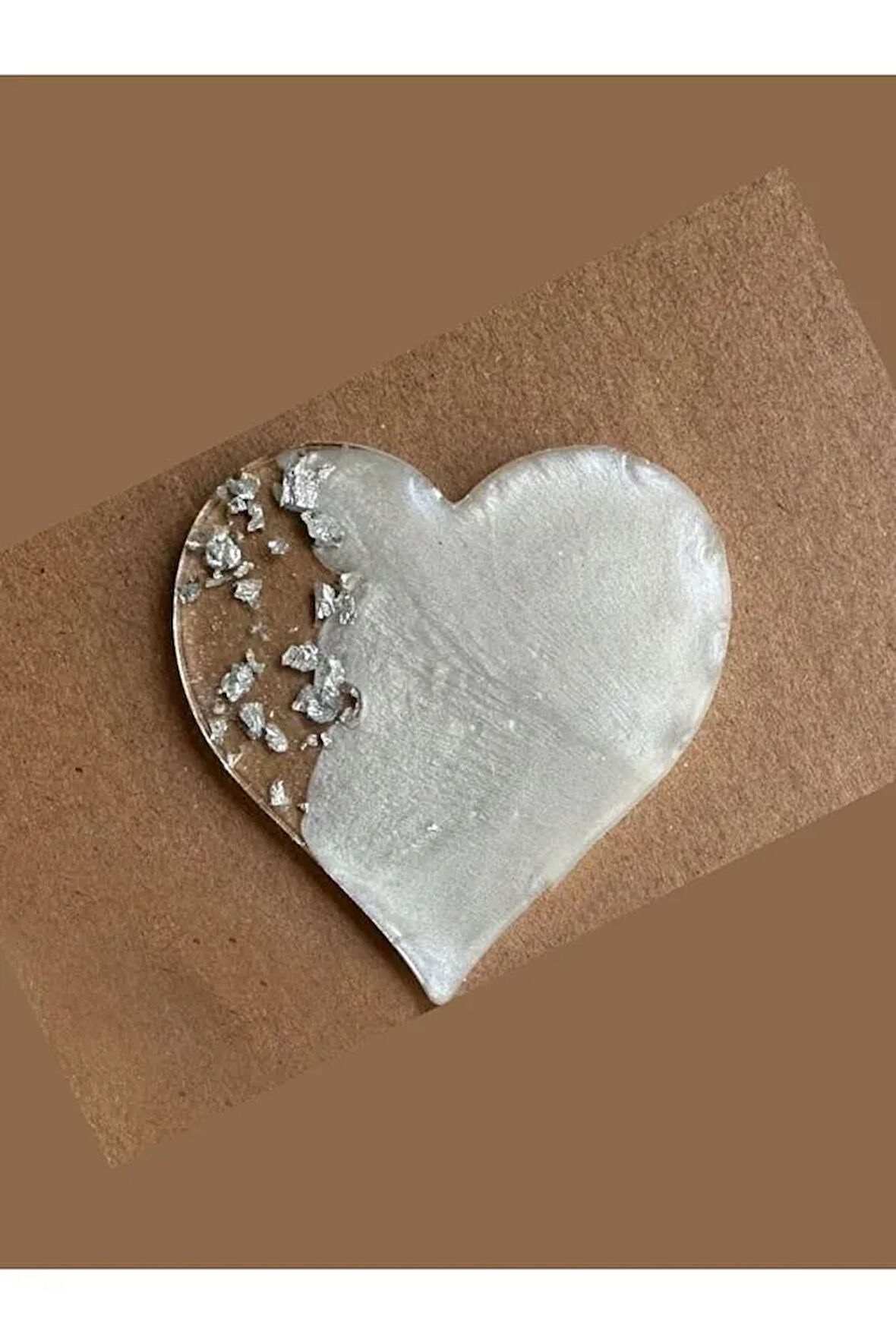 Epoksi Magnet - Boş Epoksi - Kalp Epoksi Magnet ( Gümüş )