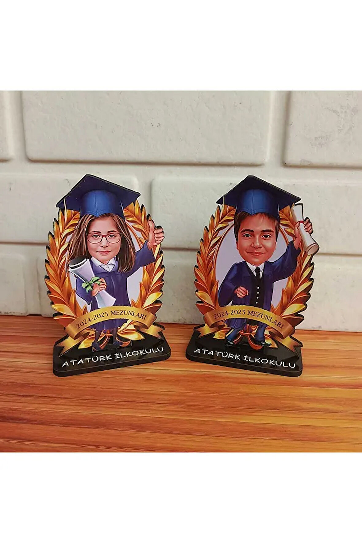 24 Adet Kişiye Özel Mezuniyet Biblosu - Karikatür Mezuniyet Biblosu - Öğrenci Biblosu ( 24 Adet )