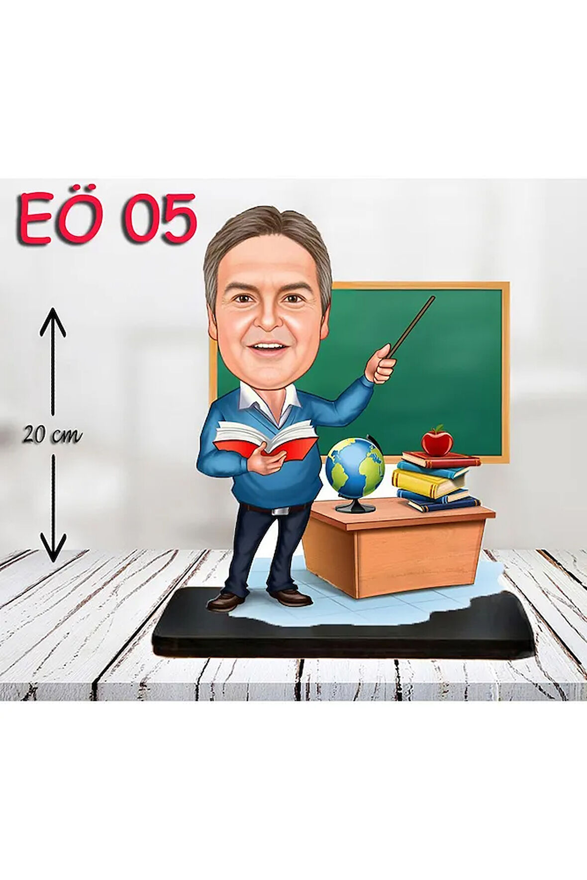Kişiye Özel Ahşap Biblo - Erkek Öğretmen Karikatür Biblo - Öğretmen Biblo 5