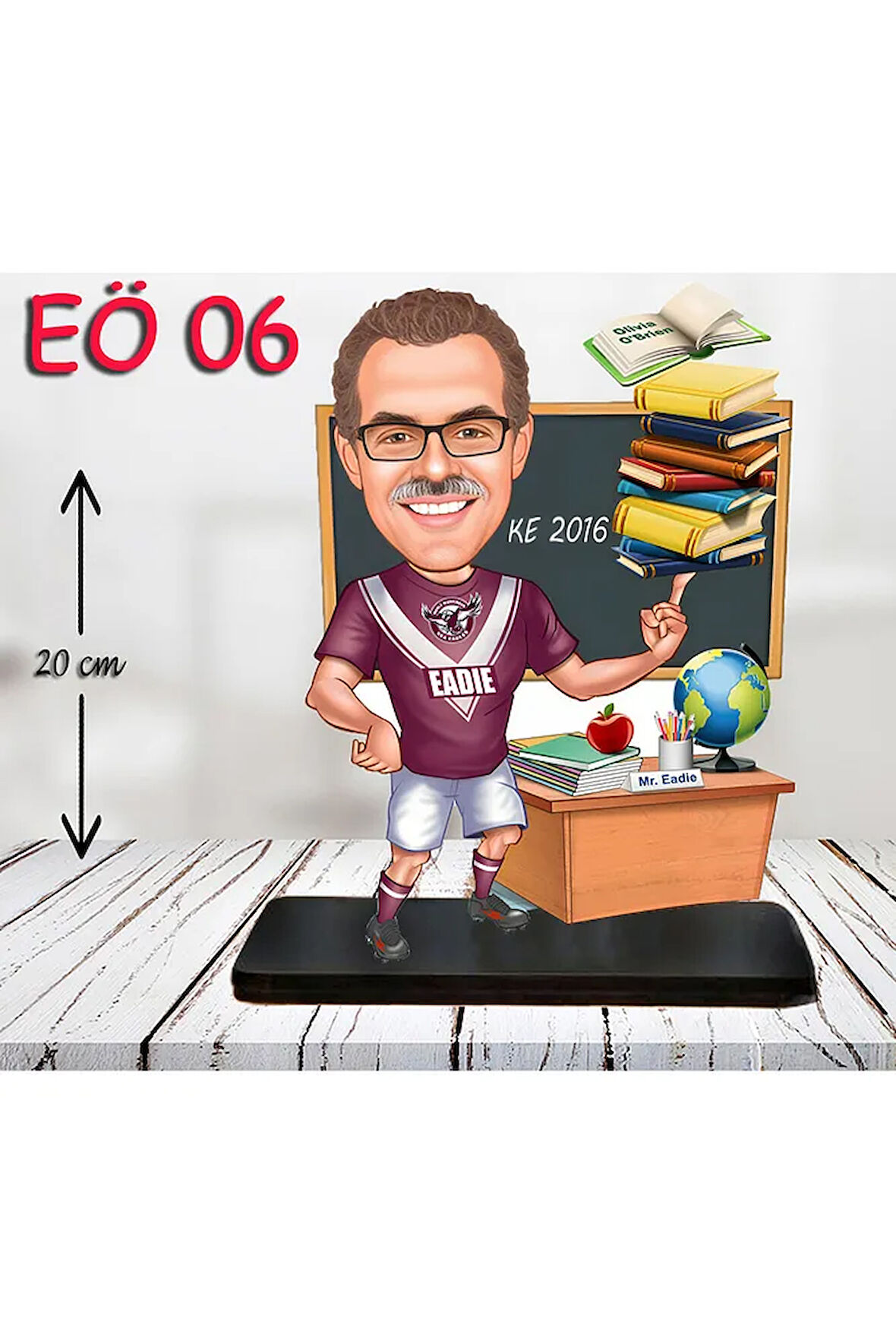Kişiye Özel Ahşap Biblo - Erkek Öğretmen Karikatür Biblo - Öğretmen Biblo 6