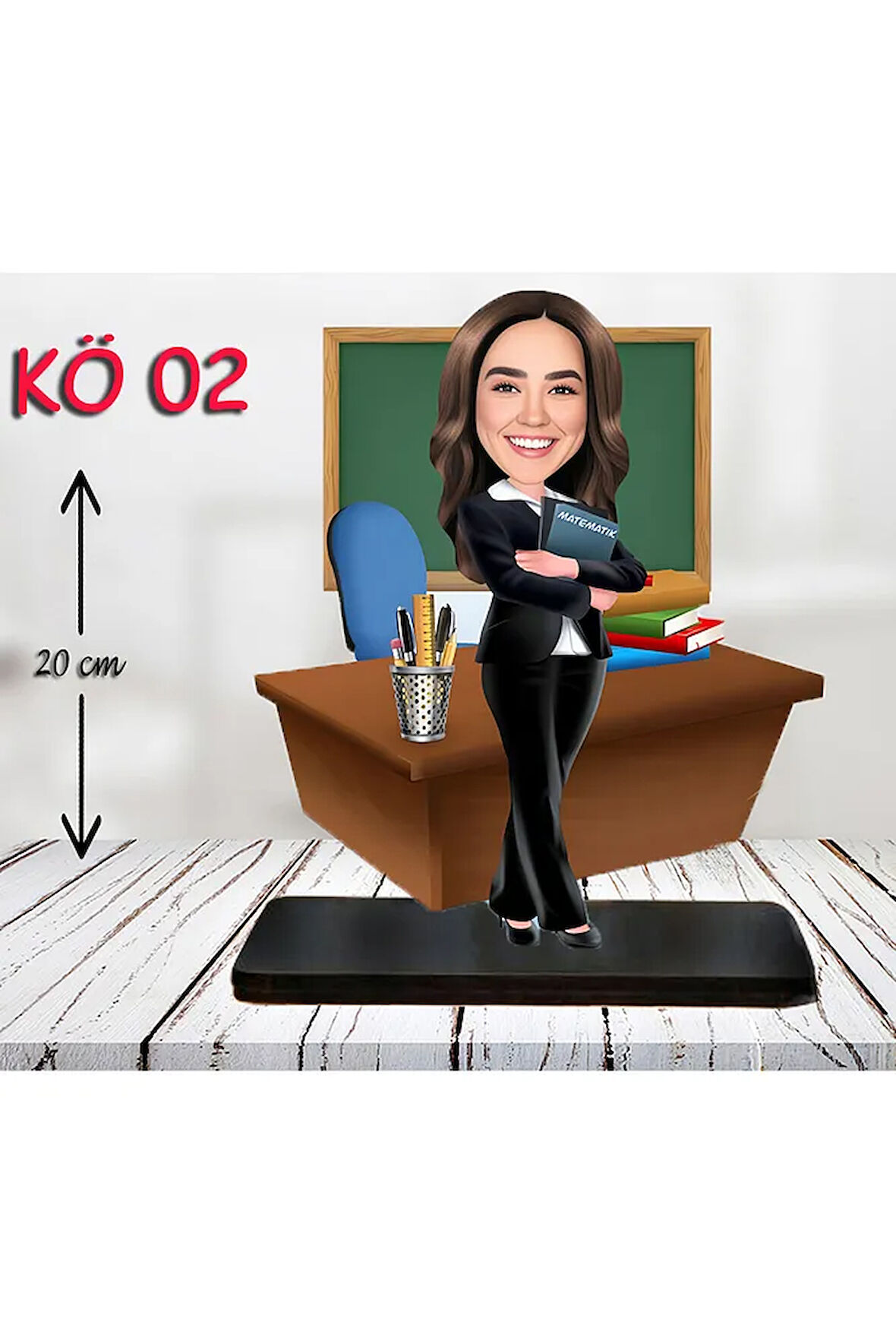 Kişiye Özel Ahşap Biblo - Kadın Öğretmen Karikatür Biblo - Öğretmen Biblo 2
