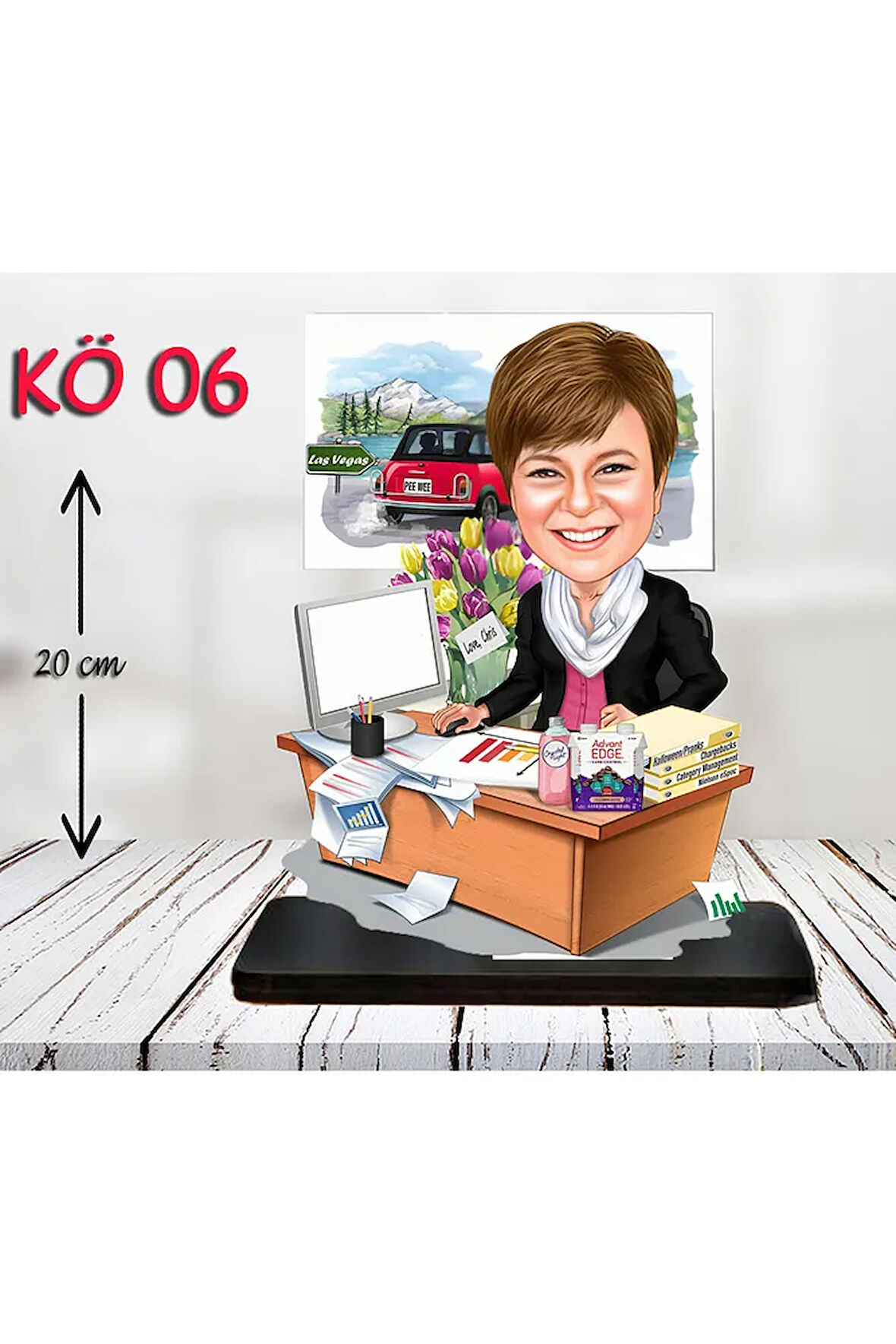 Kişiye Özel Ahşap Biblo - Kadın Öğretmen Karikatür Biblo - Öğretmen Biblo 6