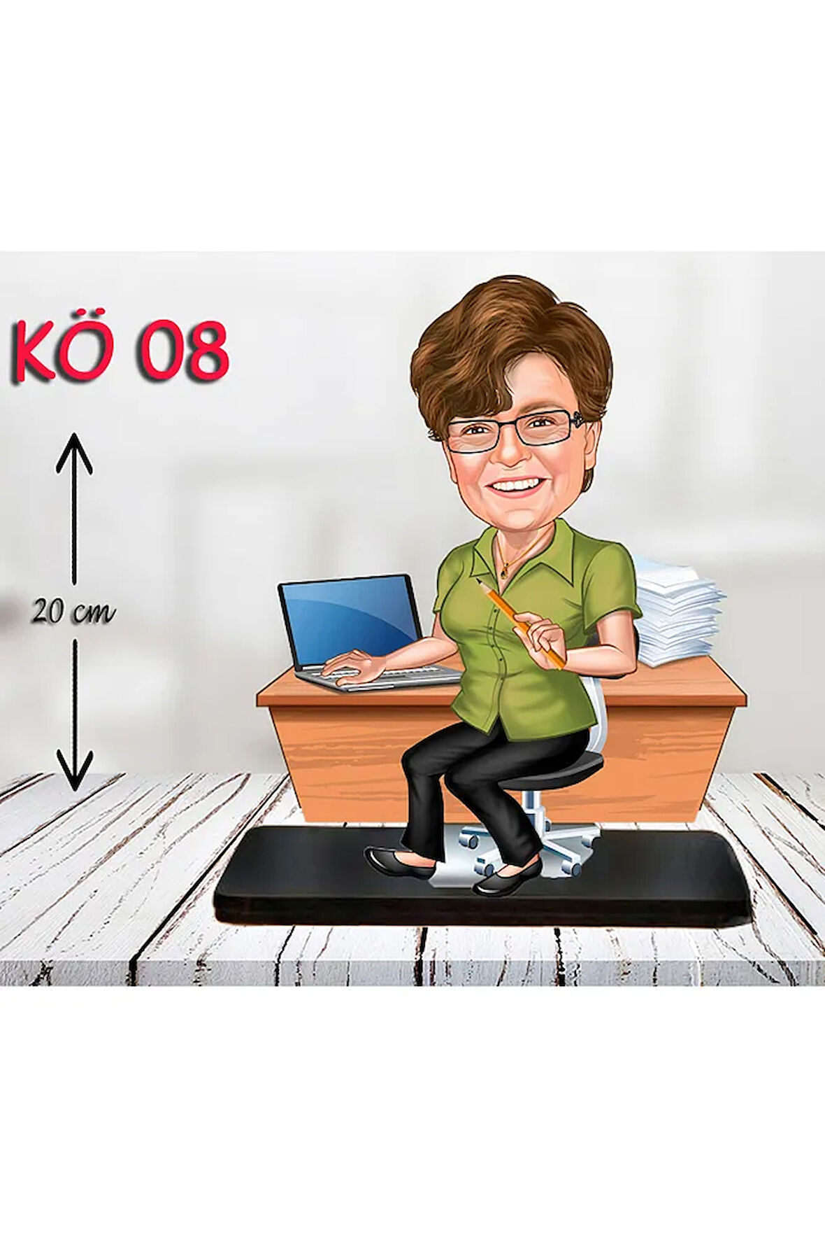 Kişiye Özel Ahşap Biblo - Kadın Öğretmen Karikatür Biblo - Öğretmen Biblo 8