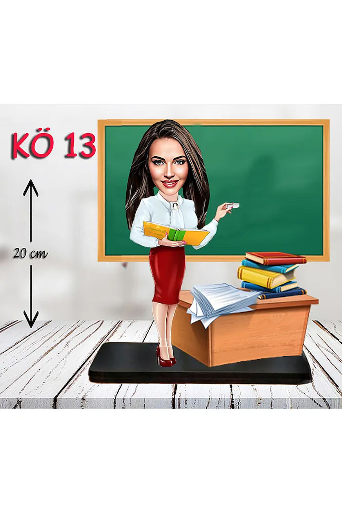 Kişiye Özel Ahşap Biblo - Kadın Öğretmen Karikatür Biblo - Öğretmen Biblo 13