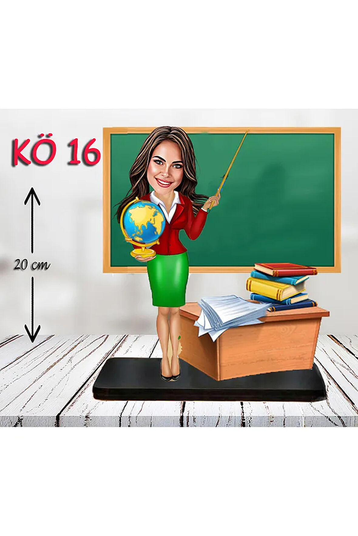 Kişiye Özel Ahşap Biblo - Kadın Öğretmen Karikatür Biblo - Öğretmen Biblo 16