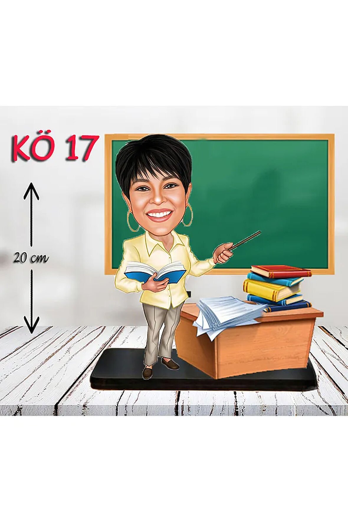 Kişiye Özel Ahşap Biblo - Kadın Öğretmen Karikatür Biblo - Öğretmen Biblo 17