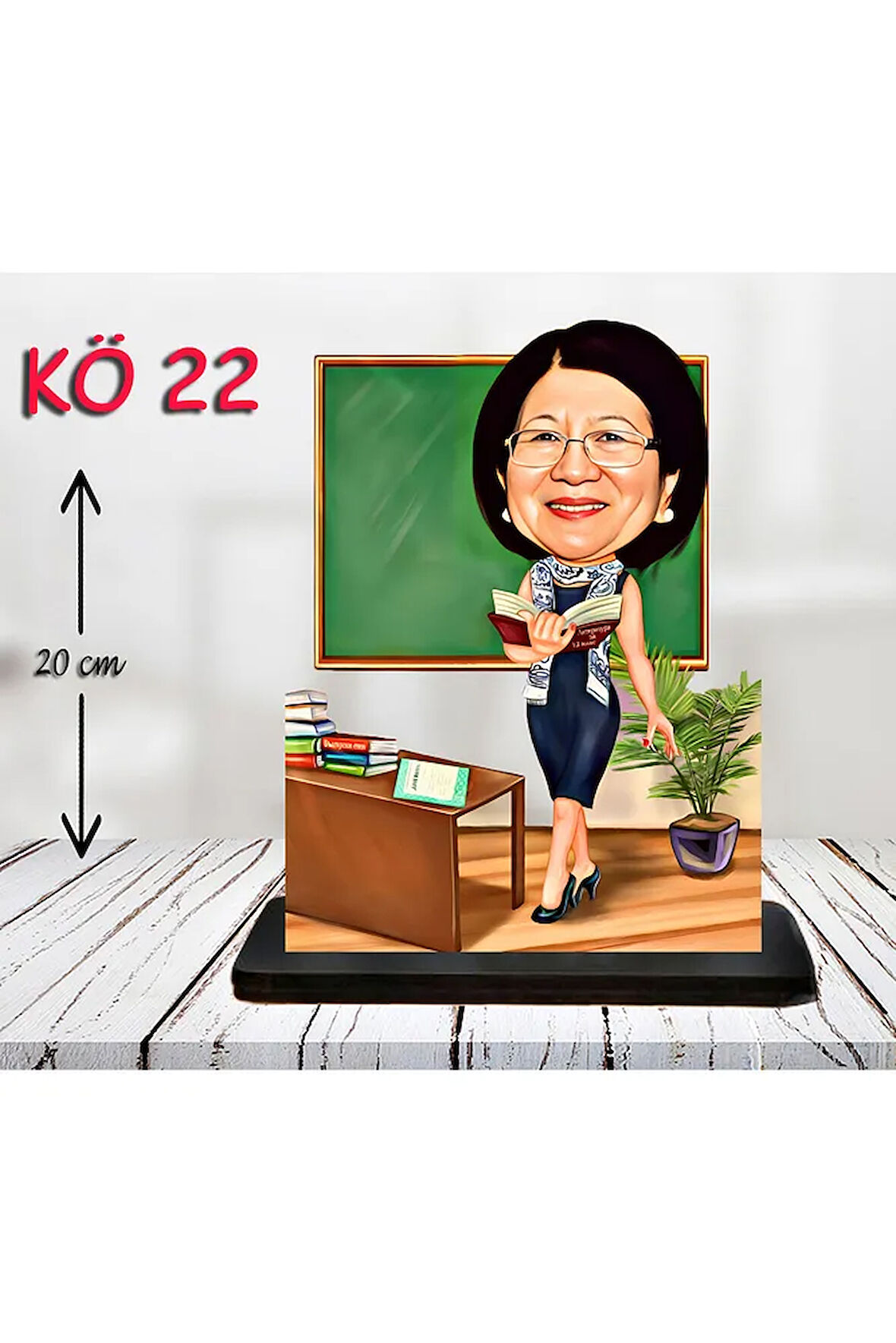 Kişiye Özel Ahşap Biblo - Kadın Öğretmen Karikatür Biblo - Öğretmen Biblo 22