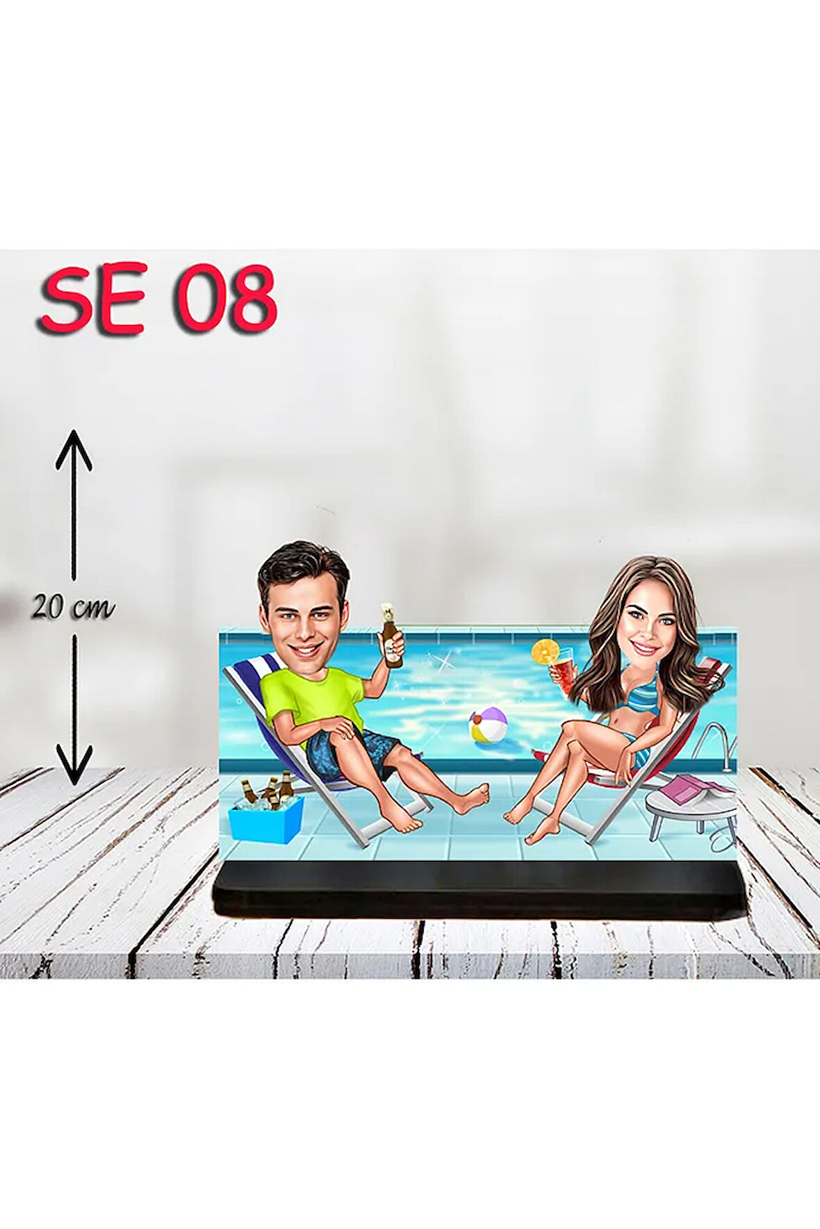 Kişiye Özel Ahşap Biblo - Havuz Temalı Biblo ( 3D Biblo )